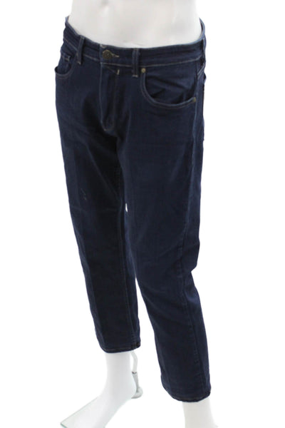 Paige Mens Cropped Straight Dark Blue Jeans Size 33