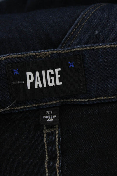 Paige Mens Cropped Straight Dark Blue Jeans Size 33