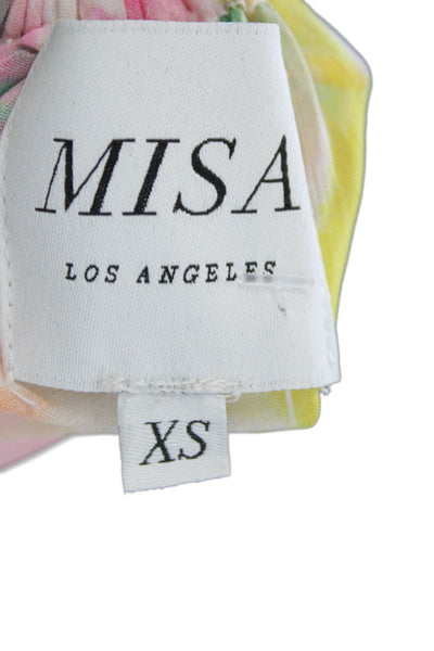 Misa Women Pink Floral Square Neck Camisole Sleeveless Polyester Size XS