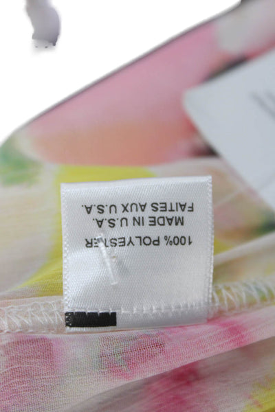 Misa Women Pink Floral Square Neck Camisole Sleeveless Polyester Size XS