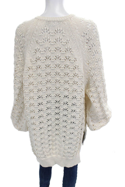 Figue Womens Bohemian Cotton V Neck Button Sweater Long Sleeve Size M