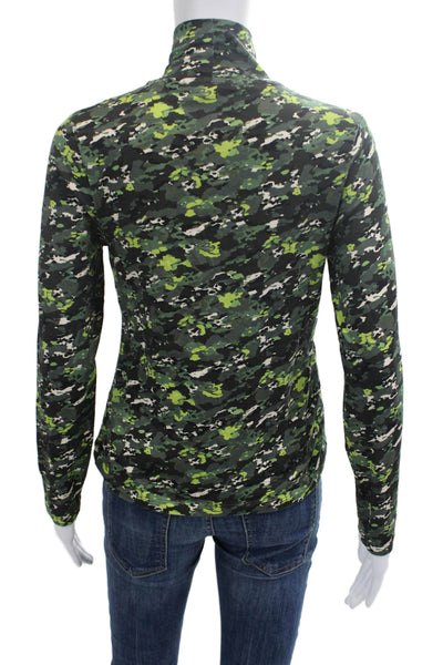 Derek Lam 10 Crosby Women Turtleneck Long Sleeve Camouflage Top Black Size M