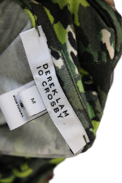 Derek Lam 10 Crosby Women Turtleneck Long Sleeve Camouflage Top Black Size M