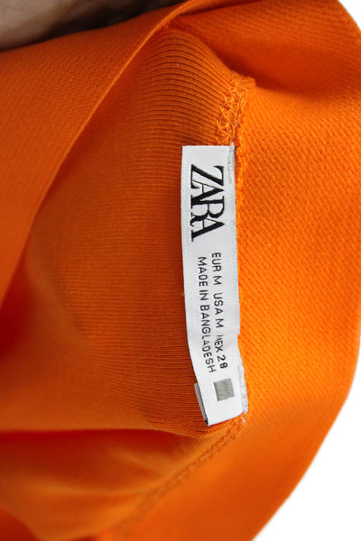 Zara Womens Long Pencil Skirt Cotton Solid Orange Size M