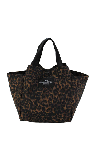 Bags In Process Womens Animal Print Shoulder Handbag Brown Black