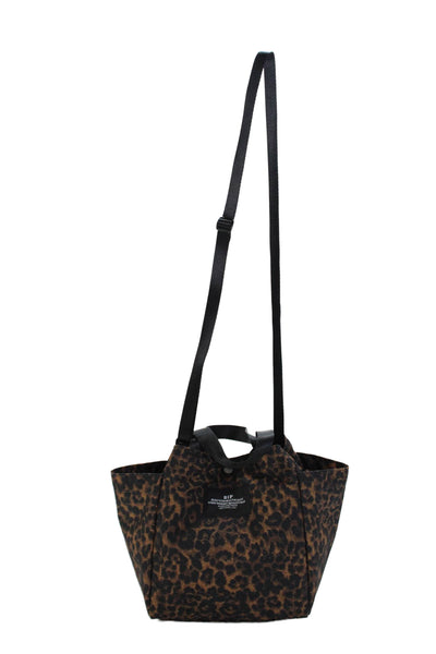 Bags In Process Womens Animal Print Shoulder Handbag Brown Black