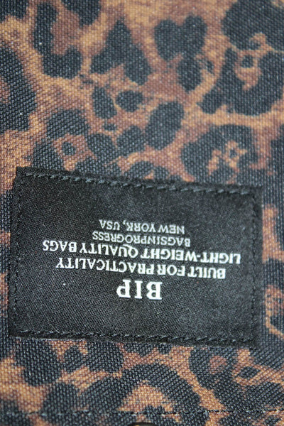 Bags In Process Womens Animal Print Shoulder Handbag Brown Black
