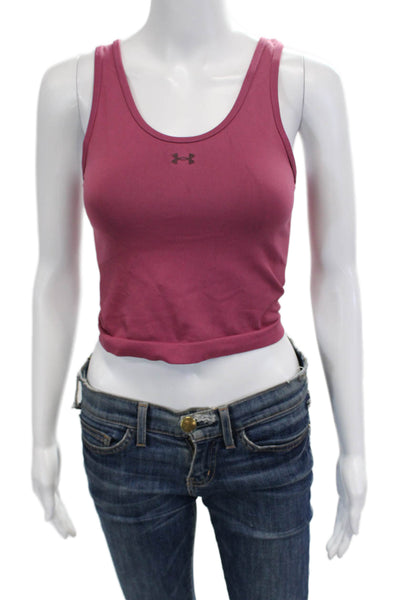 Champion Womens Textured Sleeveless Lined Logo Sports Bra Pink Size S