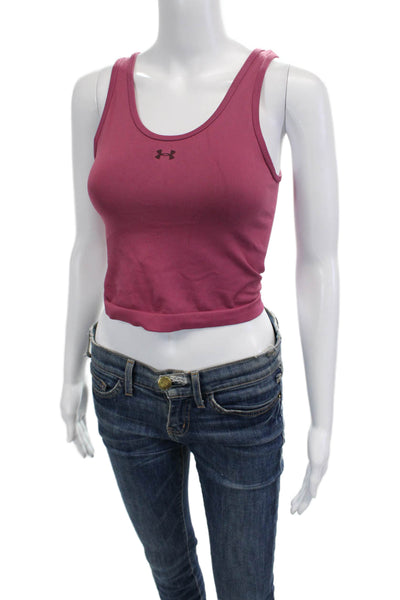 Champion Womens Textured Sleeveless Lined Logo Sports Bra Pink Size S