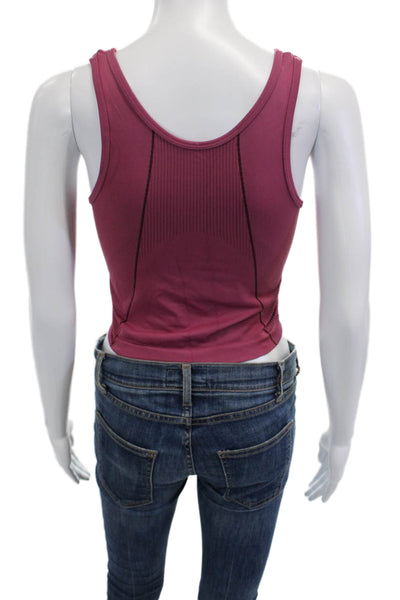 Champion Womens Textured Sleeveless Lined Logo Sports Bra Pink Size S