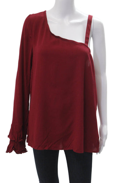 Sanctuary Womens Bohemian Red Viscose Long Sleeve Zip Blouse Size XL