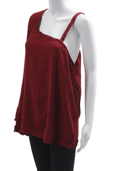 Sanctuary Womens Bohemian Red Viscose Long Sleeve Zip Blouse Size XL
