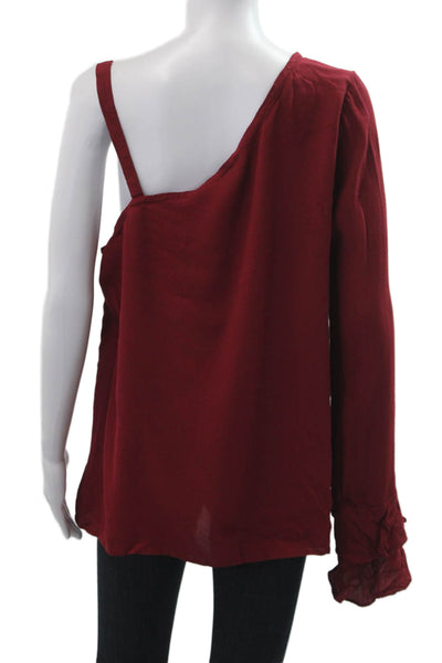 Sanctuary Womens Bohemian Red Viscose Long Sleeve Zip Blouse Size XL