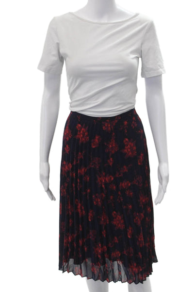 Lauren Ralph Lauren Women Floral Dark Blue A-Line Pleated Skirt Plus Size 16