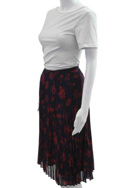 Lauren Ralph Lauren Women Floral Dark Blue A-Line Pleated Skirt Plus Size 16