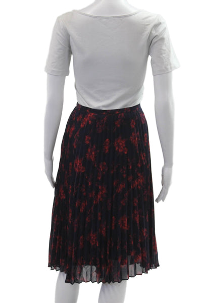 Lauren Ralph Lauren Women Floral Dark Blue A-Line Pleated Skirt Plus Size 16