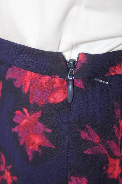 Lauren Ralph Lauren Women Floral Dark Blue A-Line Pleated Skirt Plus Size 16