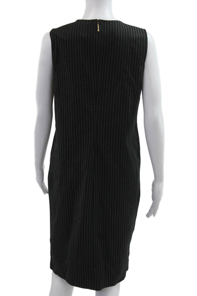 Lauren Ralph Lauren Womens Sheath Shift Striped Black Sleeveless Dress Size M