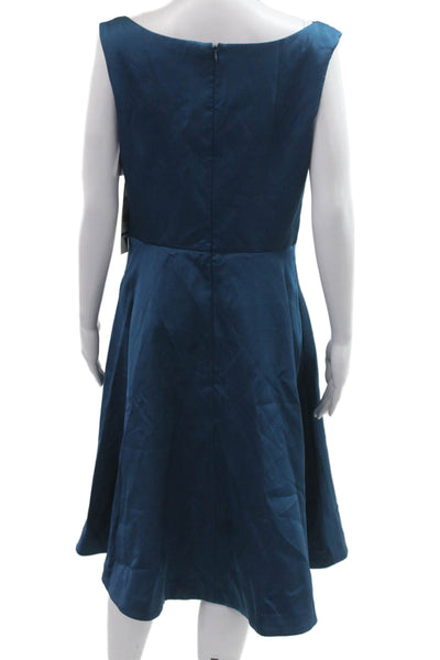 Kay Unger Womens Dark Blue Floral A-Line Fit Flare Dress Sleeveless Zip Size 10