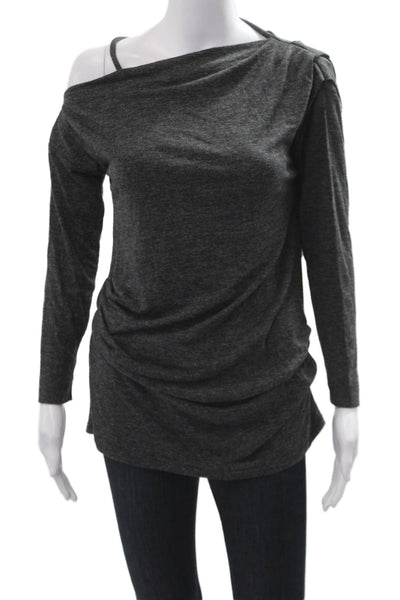 Rachel Rachel Roy Heathered Gray Off Shoulder Long Sleeve Top Sz M