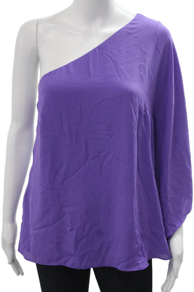 Lauren Ralph Lauren Womens Lightweight Draped One Shoulder Blouse Purple Medium