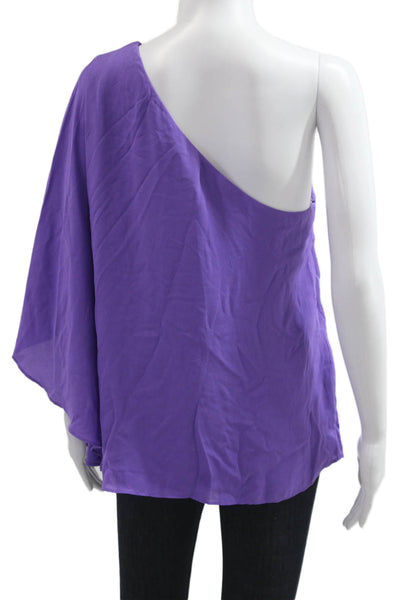 Lauren Ralph Lauren Womens Lightweight Draped One Shoulder Blouse Purple Medium