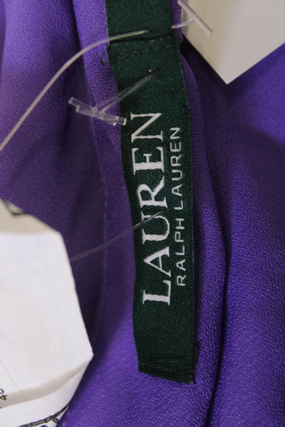 Lauren Ralph Lauren Womens Lightweight Draped One Shoulder Blouse Purple Medium