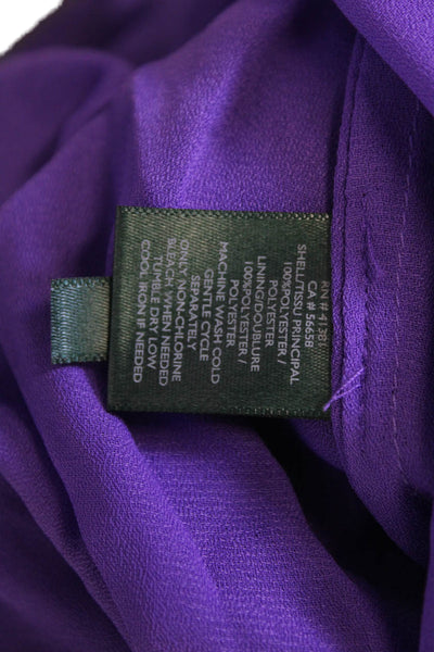 Lauren Ralph Lauren Womens Lightweight Draped One Shoulder Blouse Purple Medium