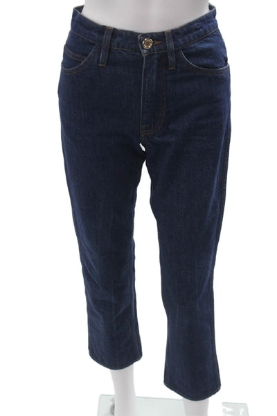 Frame Womens Cropped Straight Dark Blue Cotton Mid Rise Jeans Size 23
