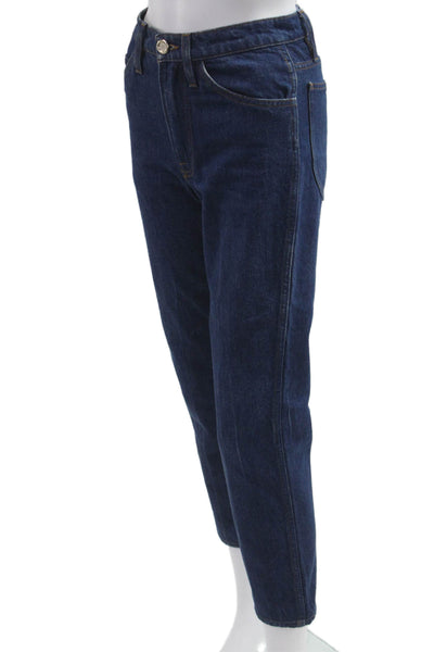 Frame Womens Cropped Straight Dark Blue Cotton Mid Rise Jeans Size 23