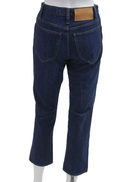 Frame Womens Cropped Straight Dark Blue Cotton Mid Rise Jeans Size 23