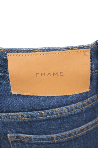 Frame Womens Cropped Straight Dark Blue Cotton Mid Rise Jeans Size 23