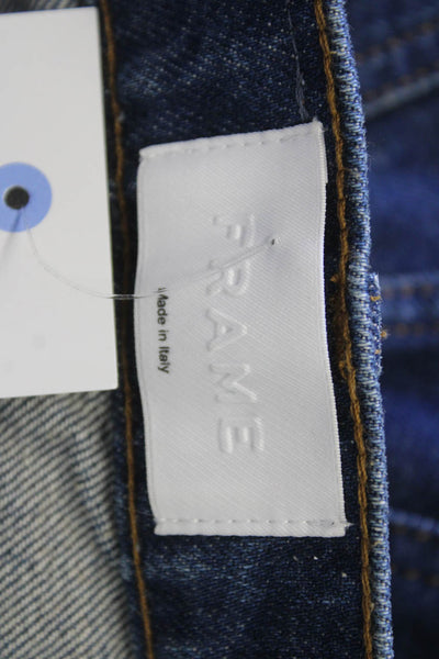 Frame Womens Cropped Straight Dark Blue Cotton Mid Rise Jeans Size 23