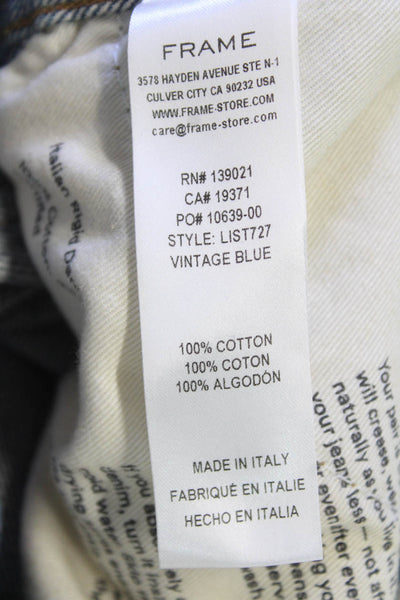 Frame Womens Cropped Straight Dark Blue Cotton Mid Rise Jeans Size 23