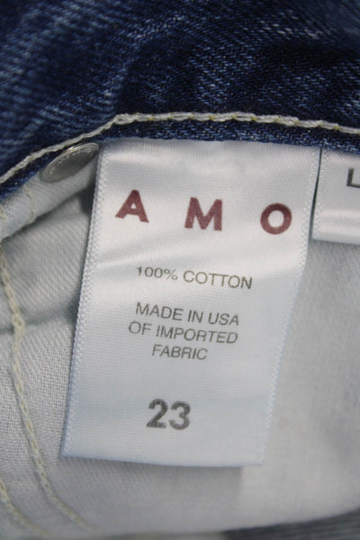Amo Womens Cropped Mom Jeans Blue Mid Rise Petite Size 23