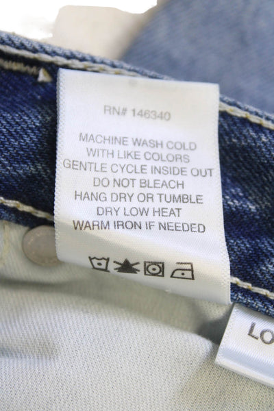 Amo Womens Cropped Mom Jeans Blue Mid Rise Petite Size 23
