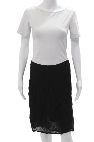 French Connection Women Black Straight Pencil Skirt Rayon Short Size 8