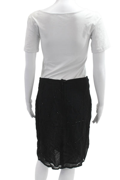 French Connection Women Black Straight Pencil Skirt Rayon Short Size 8