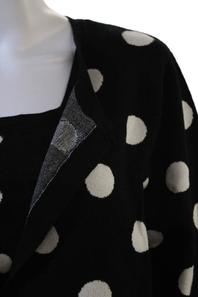Victor Glemaud Womens Black Polka Dot Cardigan Square Neck Longsleeve Size L