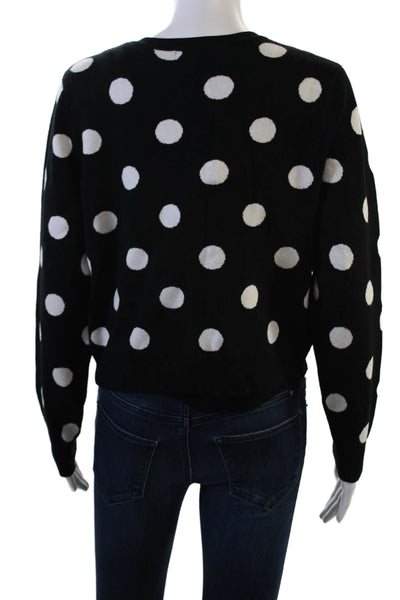 Victor Glemaud Womens Black Polka Dot Cardigan Square Neck Longsleeve Size L