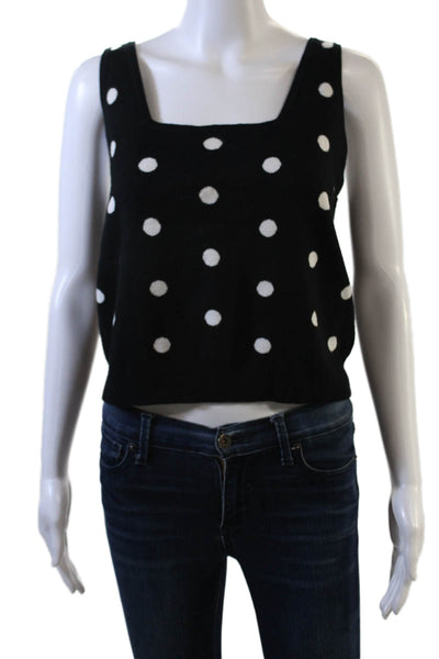 Victor Glemaud Womens Black Polka Dot Cardigan Square Neck Longsleeve Size L
