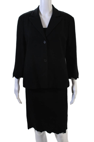 Strenesse Gabriele Strehle Womens Two Button Blazer Dress Suit Set Black Size 12