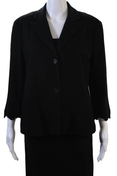 Strenesse Gabriele Strehle Womens Two Button Blazer Dress Suit Set Black Size 12