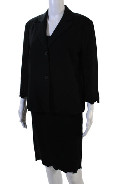 Strenesse Gabriele Strehle Womens Two Button Blazer Dress Suit Set Black Size 12