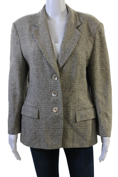 Jaeger Womens Pure New Wool Long Sleeve Lined Blazer Gray Size 12