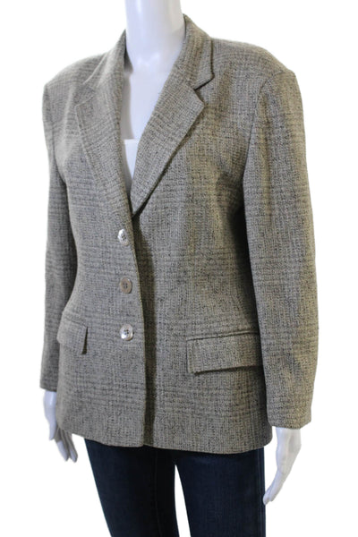 Jaeger Womens Pure New Wool Long Sleeve Lined Blazer Gray Size 12