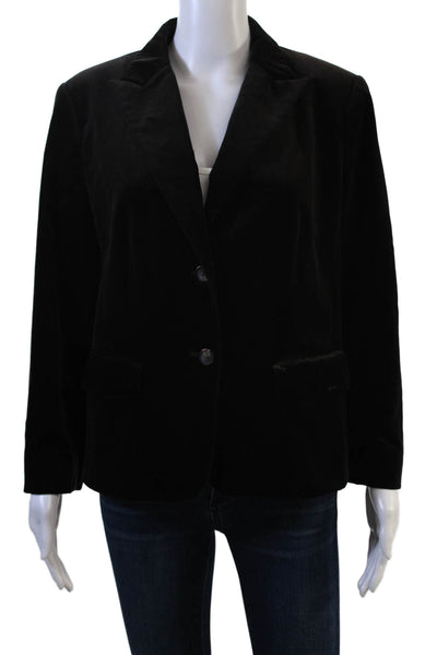 Ellen Tracy Womens Velvet Two Button Long Sleeve Lined Blazer Brown Size 12