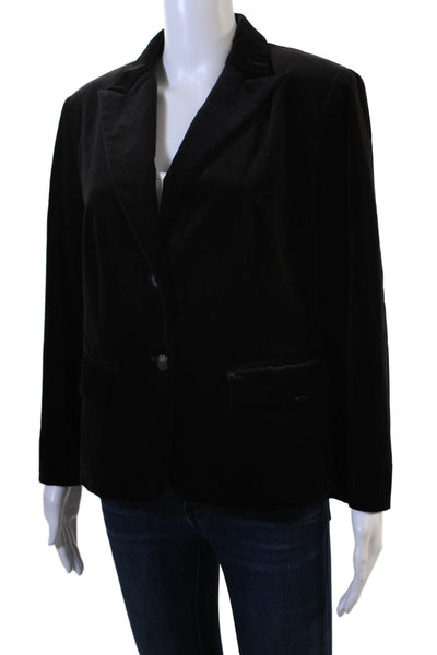 Ellen Tracy Womens Velvet Two Button Long Sleeve Lined Blazer Brown Size 12