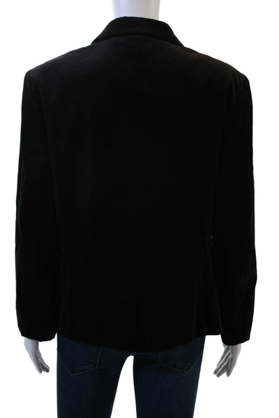 Ellen Tracy Womens Velvet Two Button Long Sleeve Lined Blazer Brown Size 12
