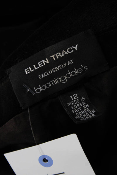 Ellen Tracy Womens Velvet Two Button Long Sleeve Lined Blazer Brown Size 12